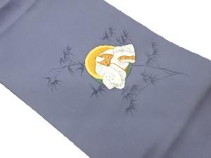 塩瀬手描き竹・童模様名古屋帯